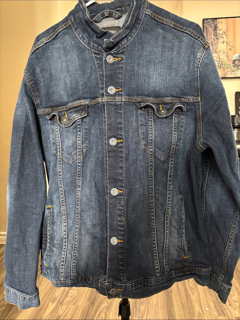 Signature by Levi Strauss Dark Blue Denim Bomber-Style Jacket